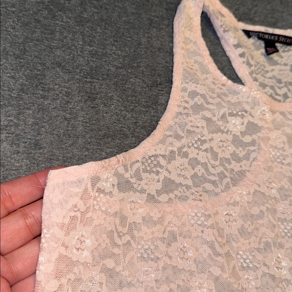 Victoria’s Secret- NWOT Light Pink Lace Tank Top Size XS - Picture 6 of 14